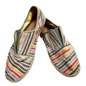 TOMS Shoes Womens Palmera Multi Beach Stripe Slip-ons Espadrille Sneakers sz 9